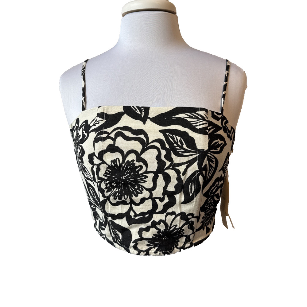 Midnight Sky NWT Womans L Boho Chic Cropped Corset Linen Blend Tank Top Festival